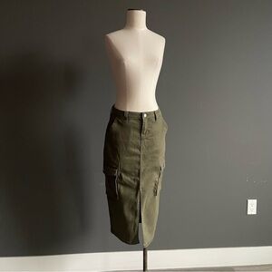 Olive Utility Cargo Midi Skirt Minimal Military Chic Toteme Row Style 25